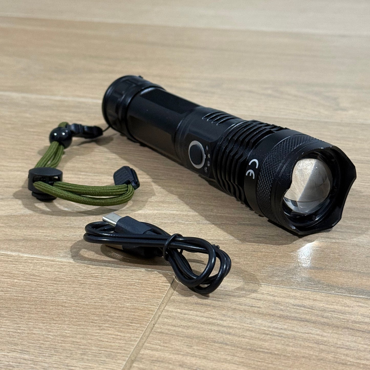 High performance flashlight with objective focus| Rechargeable| Micro - USB included